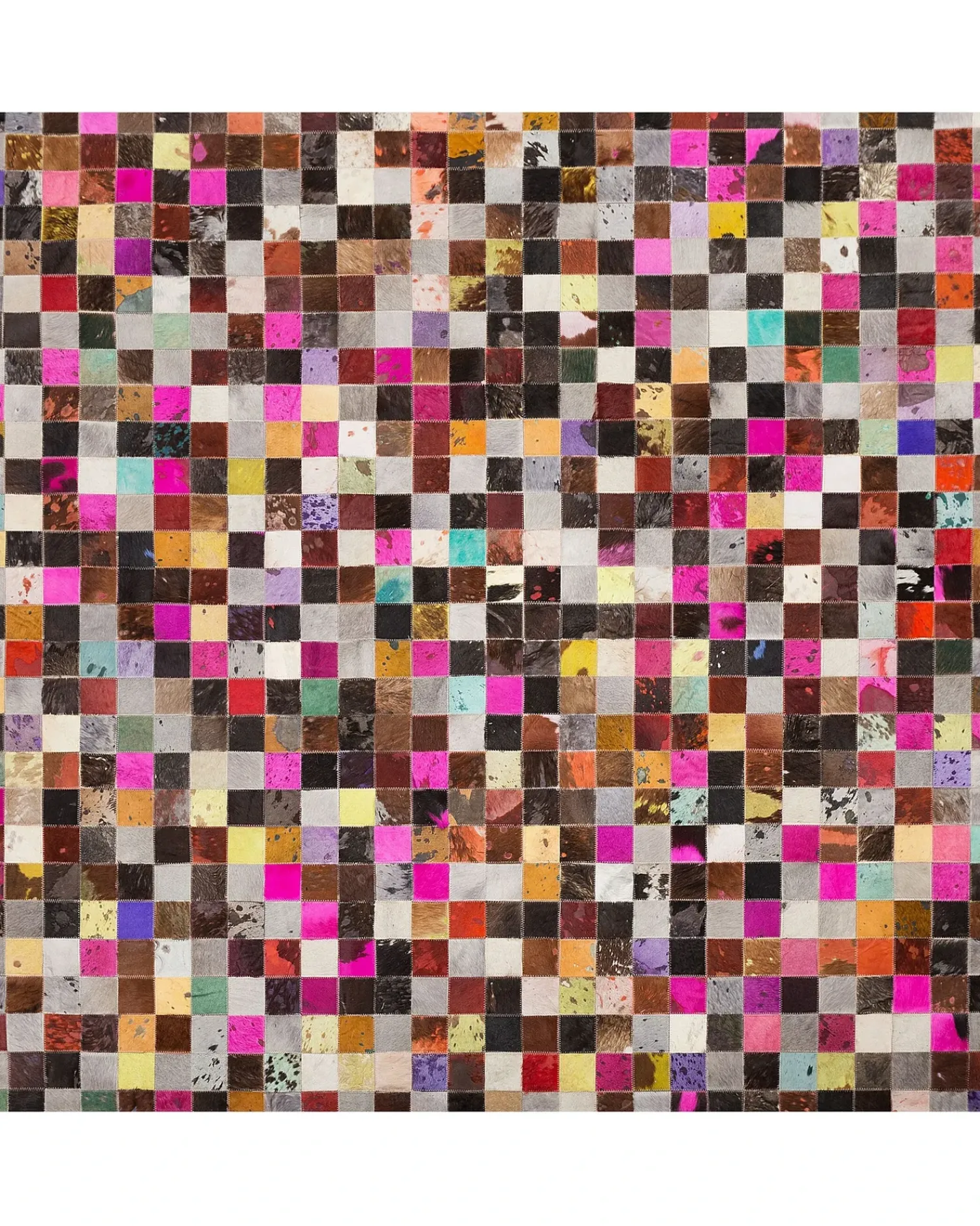 Beliani Tappeto ENNE Multicolore 200 x 200 cm Pelle naturale Beige Marrone Multicolore Rosso