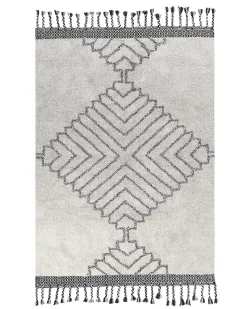 Discount Beliani Tappeto ERAY Beige chiaro Cotone Bianco Nero