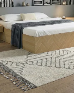 Discount Beliani Tappeto ERAY Beige chiaro Cotone Bianco Nero