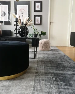 Hot Beliani Tappeto ERCIS Nero 200 x 200 cm Viscosa Grigio Nero
