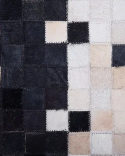 Best Beliani Tappeto ERFELEK Nero Pelle naturale Beige Nero