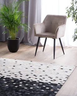 Best Beliani Tappeto ERFELEK Nero Pelle naturale Beige Nero