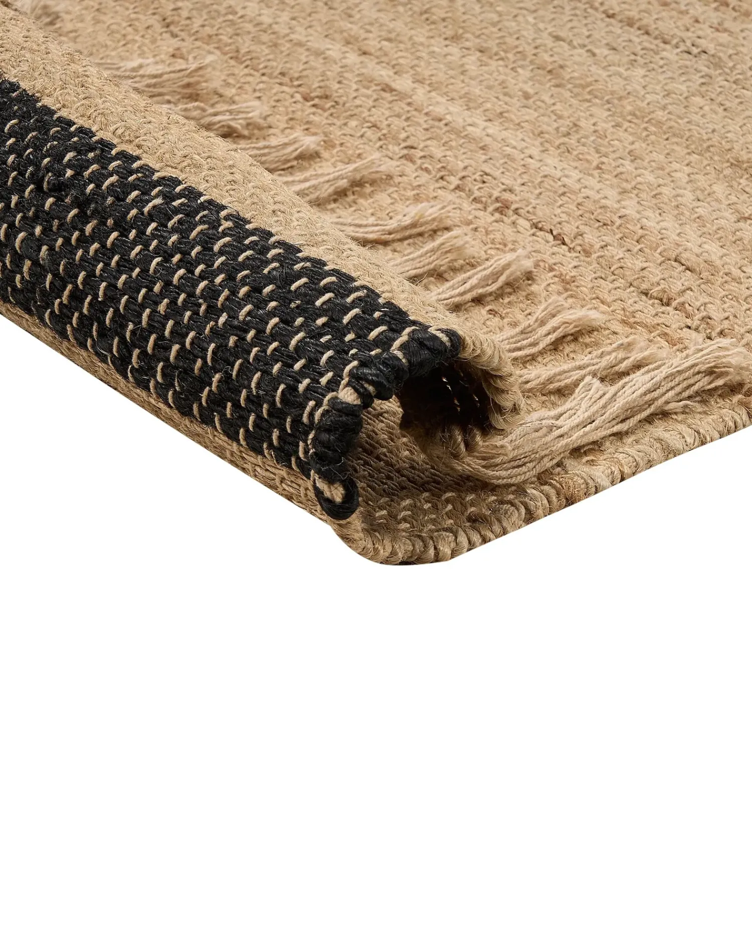 Beliani Tappeto ERICEK Beige 160 x 230 cm Iuta Beige Nero