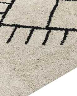 Hot Beliani Tappeto ERLER Beige chiaro Cotone Beige Nero