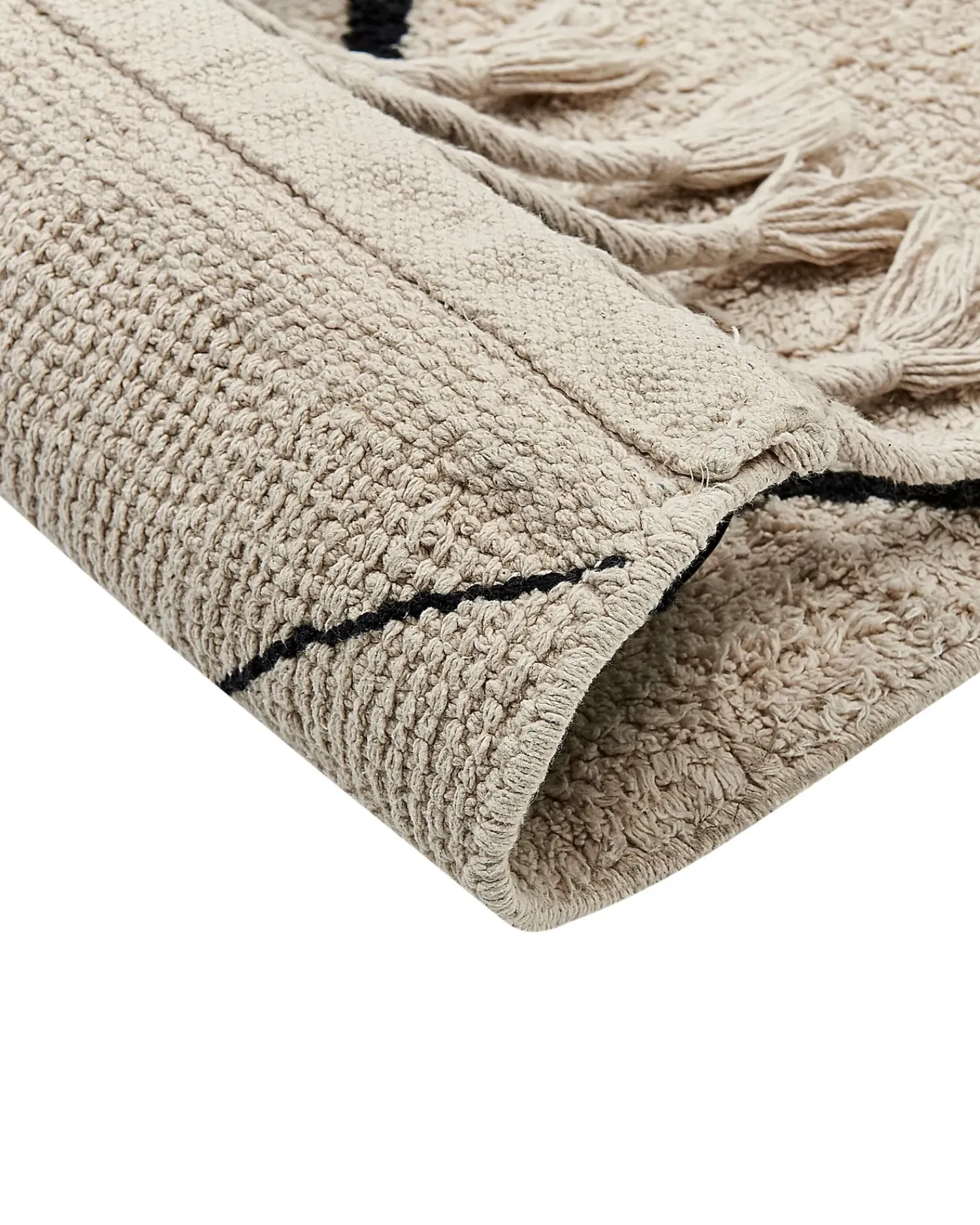 Hot Beliani Tappeto ERLER Beige chiaro Cotone Beige Nero
