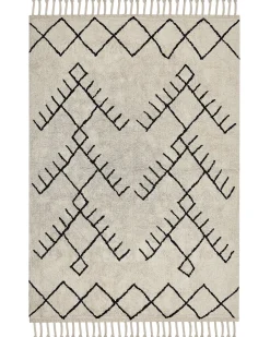 Hot Beliani Tappeto ERLER Beige chiaro Cotone Beige Nero