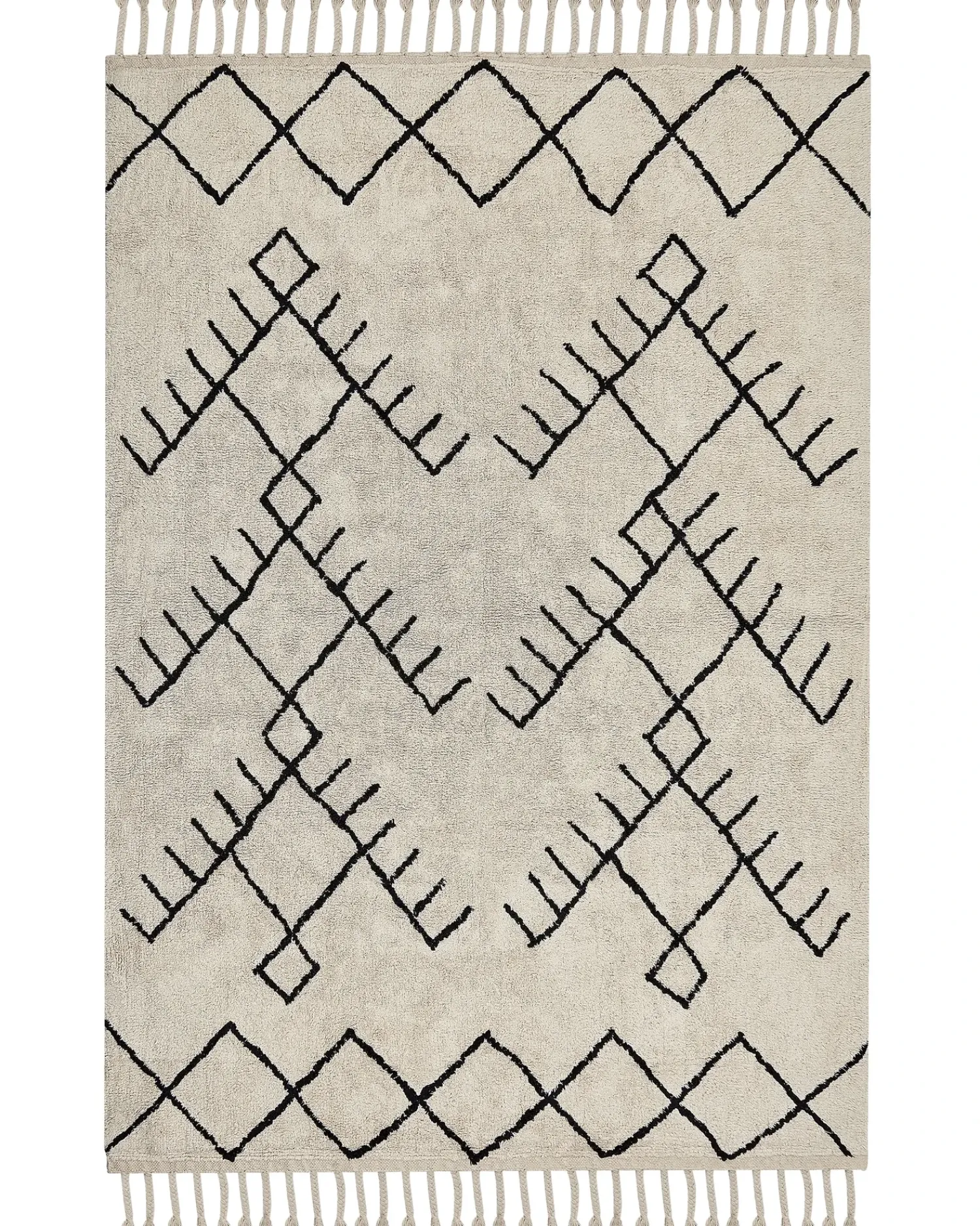 Hot Beliani Tappeto ERLER Beige chiaro Cotone Beige Nero