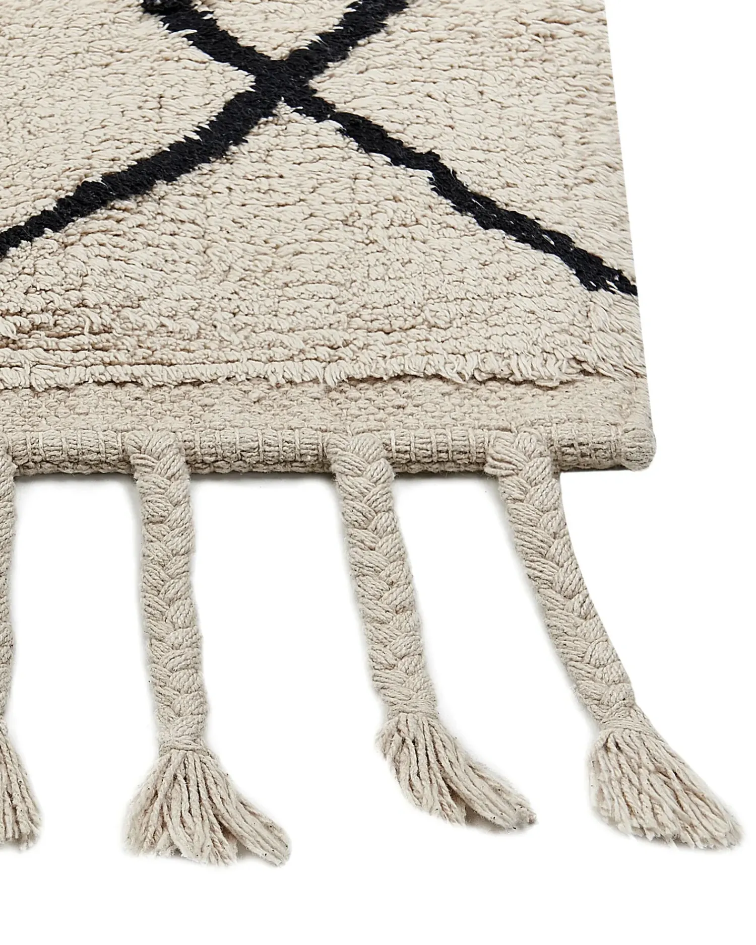 Hot Beliani Tappeto ERLER Beige chiaro Cotone Beige Nero