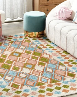 Best Beliani Tappeto ERMENEK Multicolore 160 x 230 cm Lana Beige Blu Marrone Verde Multicolore