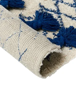 Online Beliani Tappeto ERZINCAN Beige Cotone Beige Blu Giallo Nero
