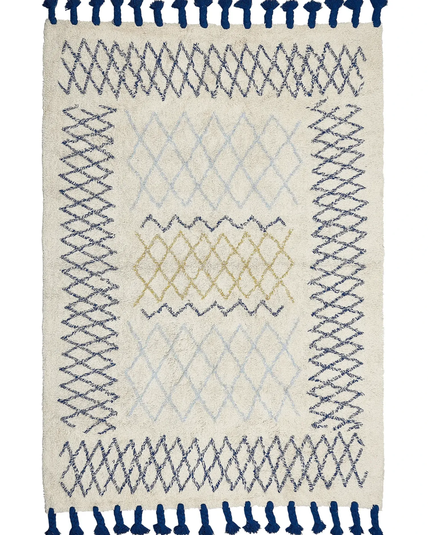 Online Beliani Tappeto ERZINCAN Beige Cotone Beige Blu Giallo Nero