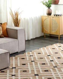 Clearance Beliani Tappeto ESENCIK Beige Iuta Beige Nero