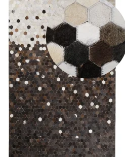 Discount Beliani Tappeto EYIM Marrone Pelle naturale Beige Marrone
