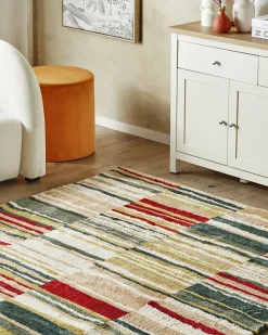 New Beliani Tappeto FATSA Multicolore 140 x 200 cm Beige Marrone Rosso Multicolore