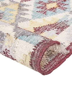 Online Beliani Tappeto FENER Multicolore Iuta Beige Blu Rosso Multicolore