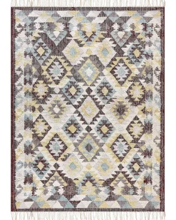 Online Beliani Tappeto FENER Multicolore Iuta Beige Blu Rosso Multicolore
