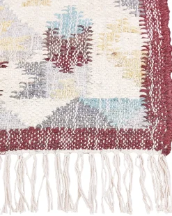 Online Beliani Tappeto FENER Multicolore Iuta Beige Blu Rosso Multicolore