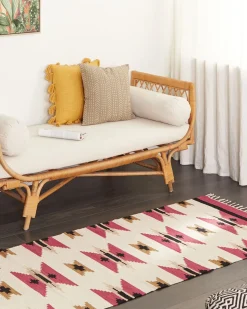 Discount Beliani Tappeto GARNI Multicolore Cotone Kilim Beige Multicolore Nero Rosso
