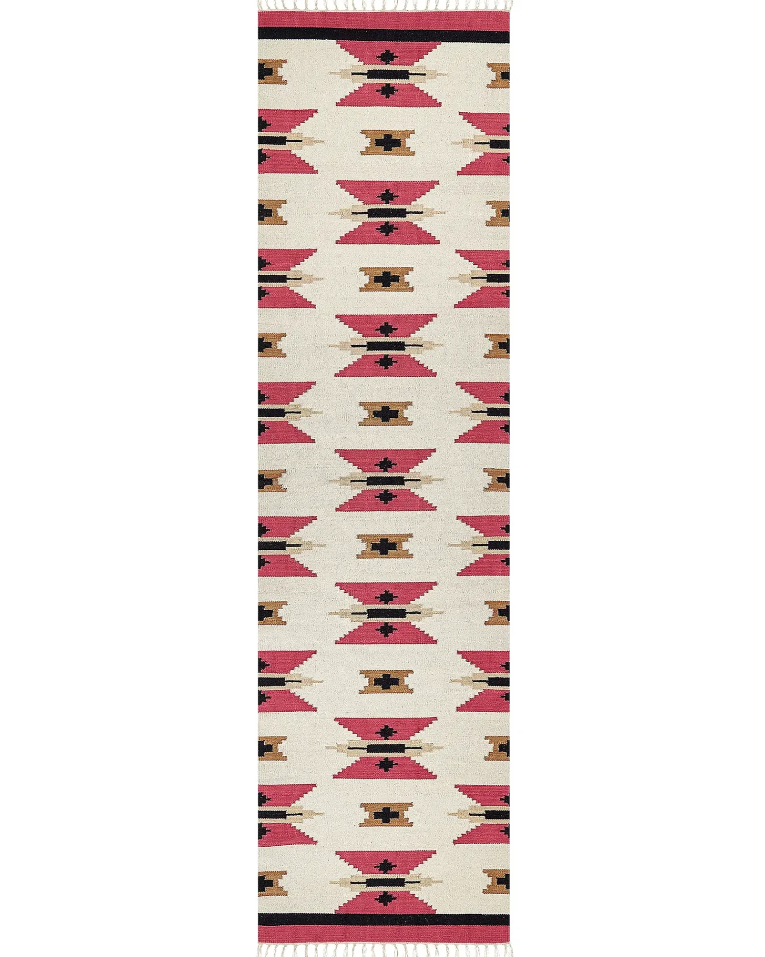 Discount Beliani Tappeto GARNI Multicolore Cotone Kilim Beige Multicolore Nero Rosso