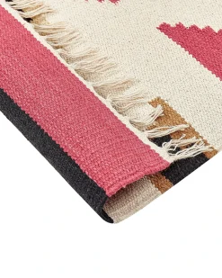 Discount Beliani Tappeto GARNI Multicolore Cotone Kilim Beige Multicolore Nero Rosso