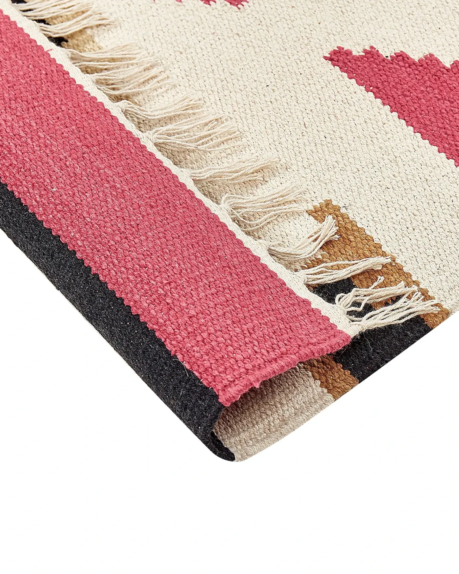 Discount Beliani Tappeto GARNI Multicolore Cotone Kilim Beige Multicolore Nero Rosso