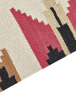 Discount Beliani Tappeto GARNI Multicolore Cotone Kilim Beige Multicolore Nero Rosso