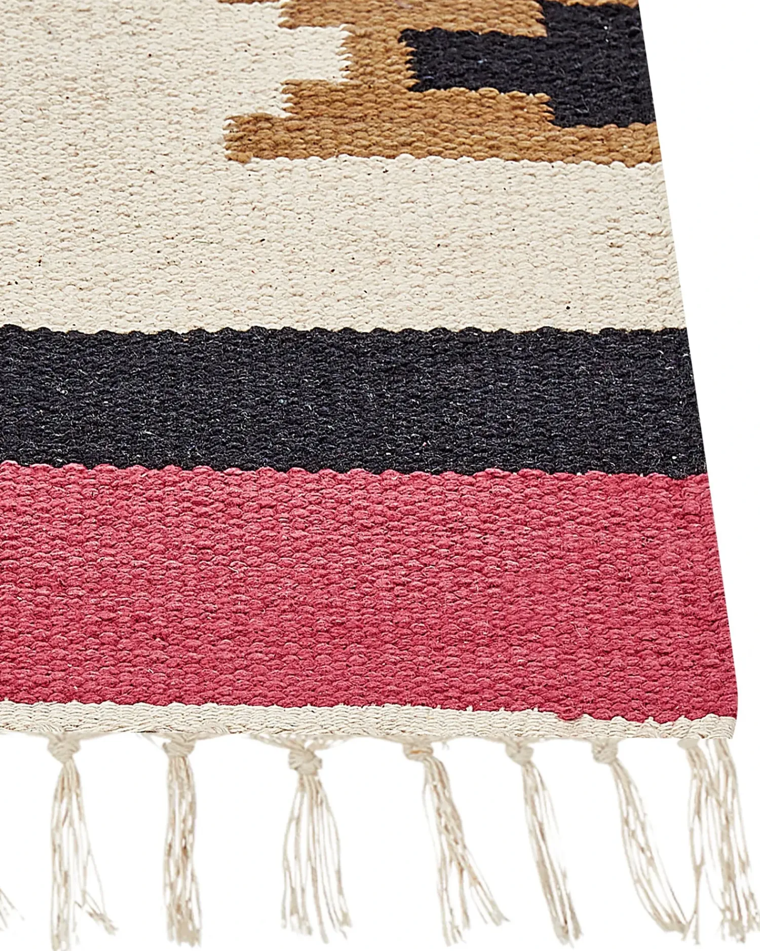 Discount Beliani Tappeto GARNI Multicolore Cotone Kilim Beige Multicolore Nero Rosso