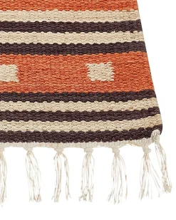 Online Beliani Tappeto GAVAR Arancione Cotone Kilim Arancione Beige Marrone
