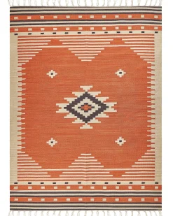 Online Beliani Tappeto GAVAR Arancione Cotone Kilim Arancione Beige Marrone