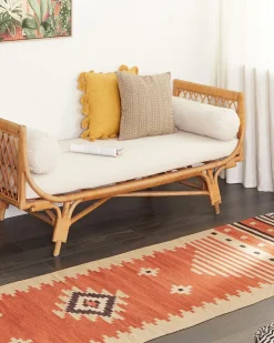Discount Beliani Tappeto GAVAR Arancione Cotone Kilim Arancione Beige Marrone