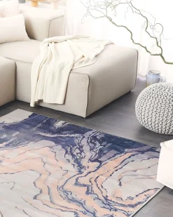 Discount Beliani Tappeto GEBZE Blu Beige Bianco Blu Multicolore