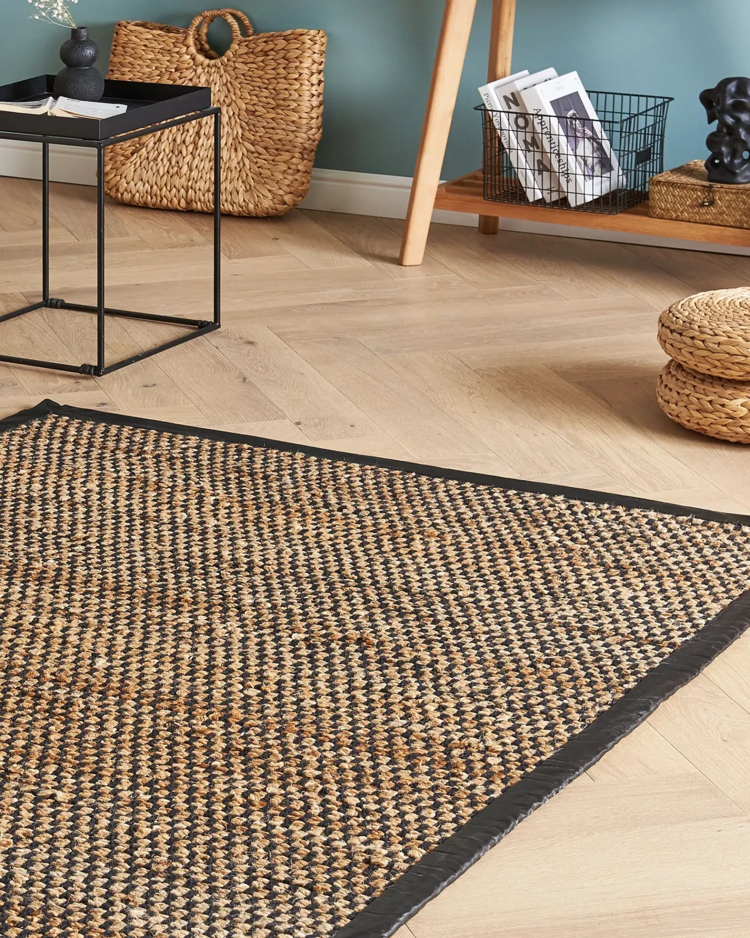 New Beliani Tappeto GERCE Nero Iuta Beige Nero