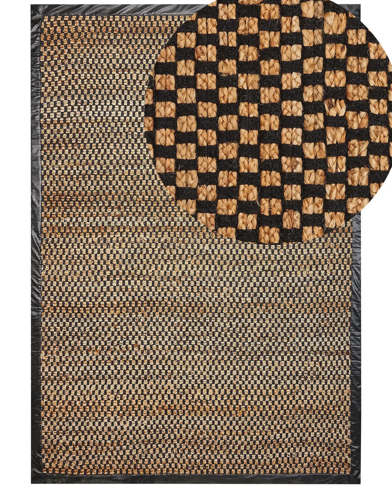 New Beliani Tappeto GERCE Nero Iuta Beige Nero