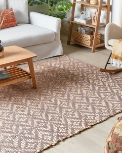 Sale Beliani Tappeto GERZE Rosa Cotone Beige Rosa