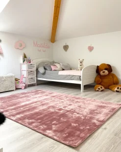 Discount Beliani Tappeto GESI II Viscosa Rosa
