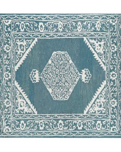 Beliani Tappeto GEVAS Blu Lana Bianco Blu