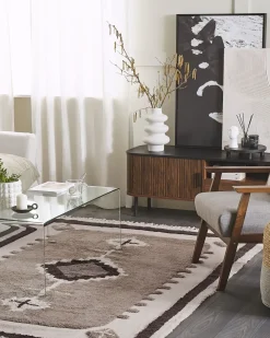 Discount Beliani Tappeto GEYVE Beige Cotone Beige Marrone