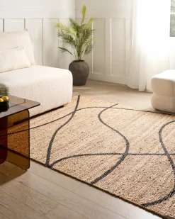 New Beliani Tappeto GHOTA Beige 160 x 230 cm Iuta Beige Nero