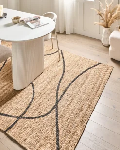 New Beliani Tappeto GHOTA Beige 160 x 230 cm Iuta Beige Nero