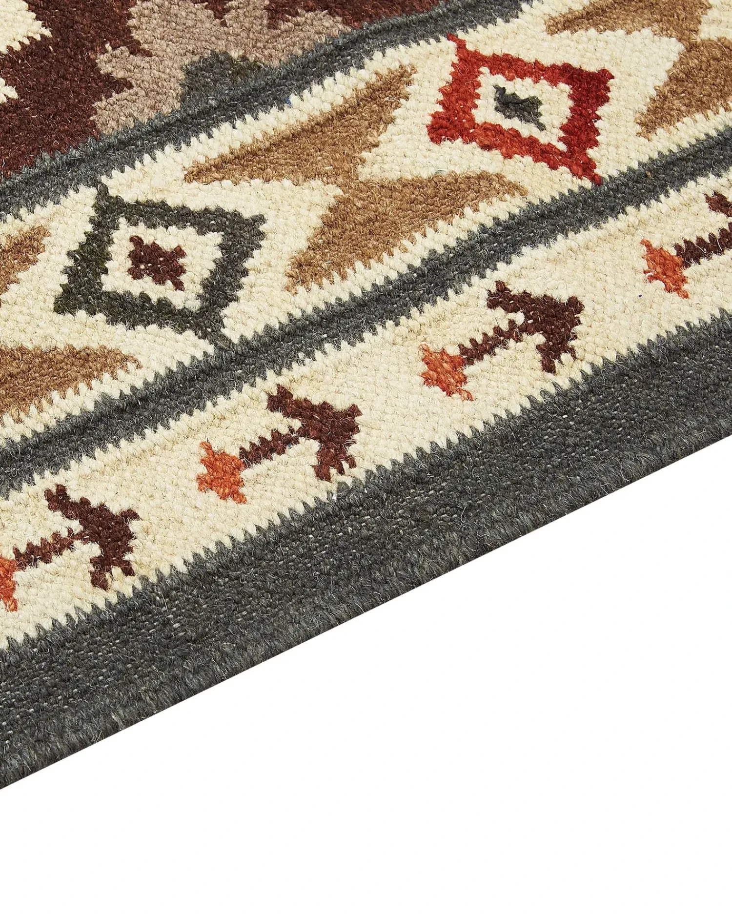 Best Beliani Tappeto GHUKASAVAN Multicolore Lana Kilim Beige Giallo Rosso Multicolore