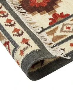 Best Beliani Tappeto GHUKASAVAN Multicolore Lana Kilim Beige Giallo Rosso Multicolore