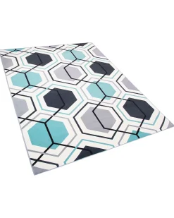 Beliani Tappeto GIRESUN Multicolore Bianco Blu Grigio Multicolore