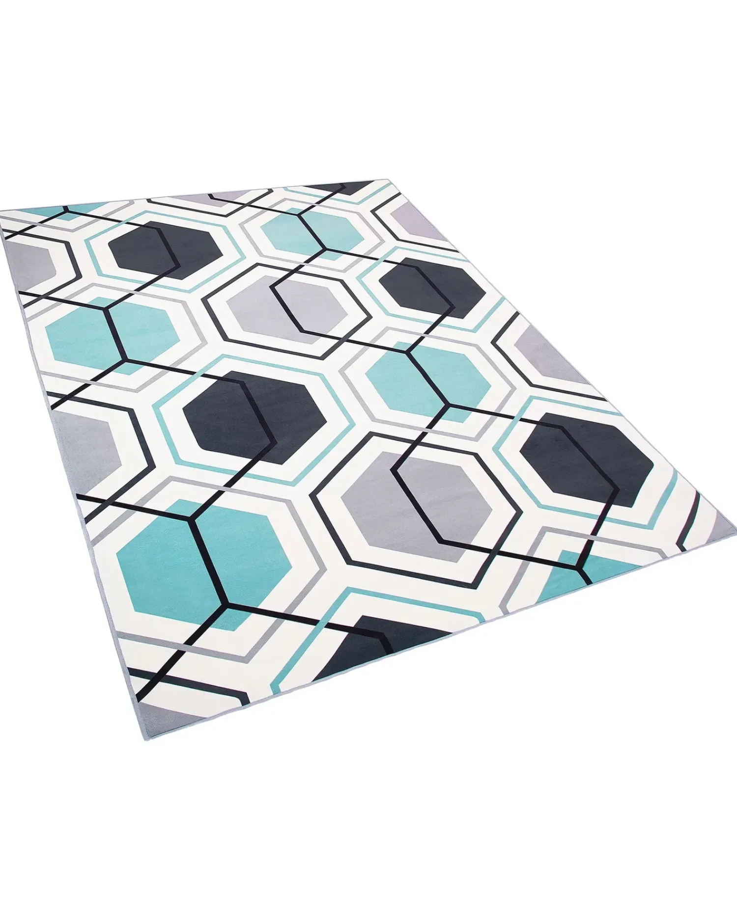 Beliani Tappeto GIRESUN Multicolore Bianco Blu Grigio Multicolore