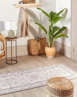 Beliani Tappeto GOLLER Beige 80 x 300 cm Cotone Beige Grigio