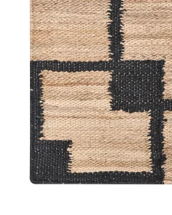 New Beliani Tappeto GONDIA Nero/Beige Iuta Beige Nero