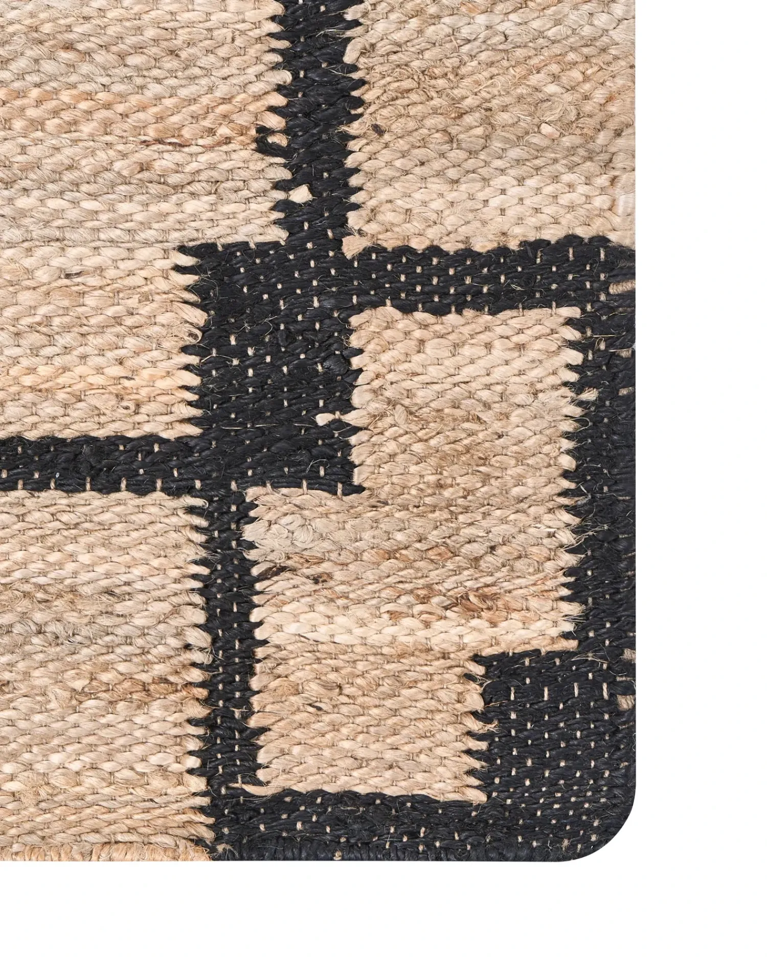 Beliani Tappeto GONDIA Nero/Beige Iuta Beige Nero