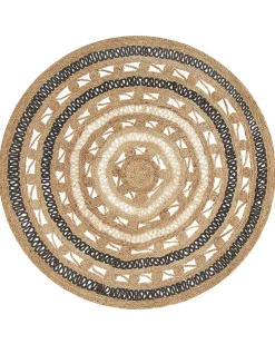 Discount Beliani Tappeto GOYNE Beige ø 140 cm Iuta Beige Nero