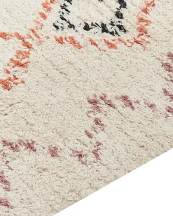 Sale Beliani Tappeto GUWAHATI Beige Cotone Beige Nero Rosso