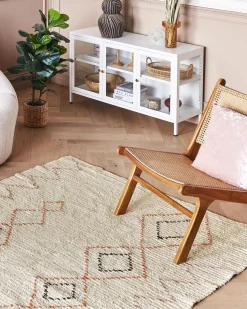 Sale Beliani Tappeto GUWAHATI Beige Cotone Beige Nero Rosso