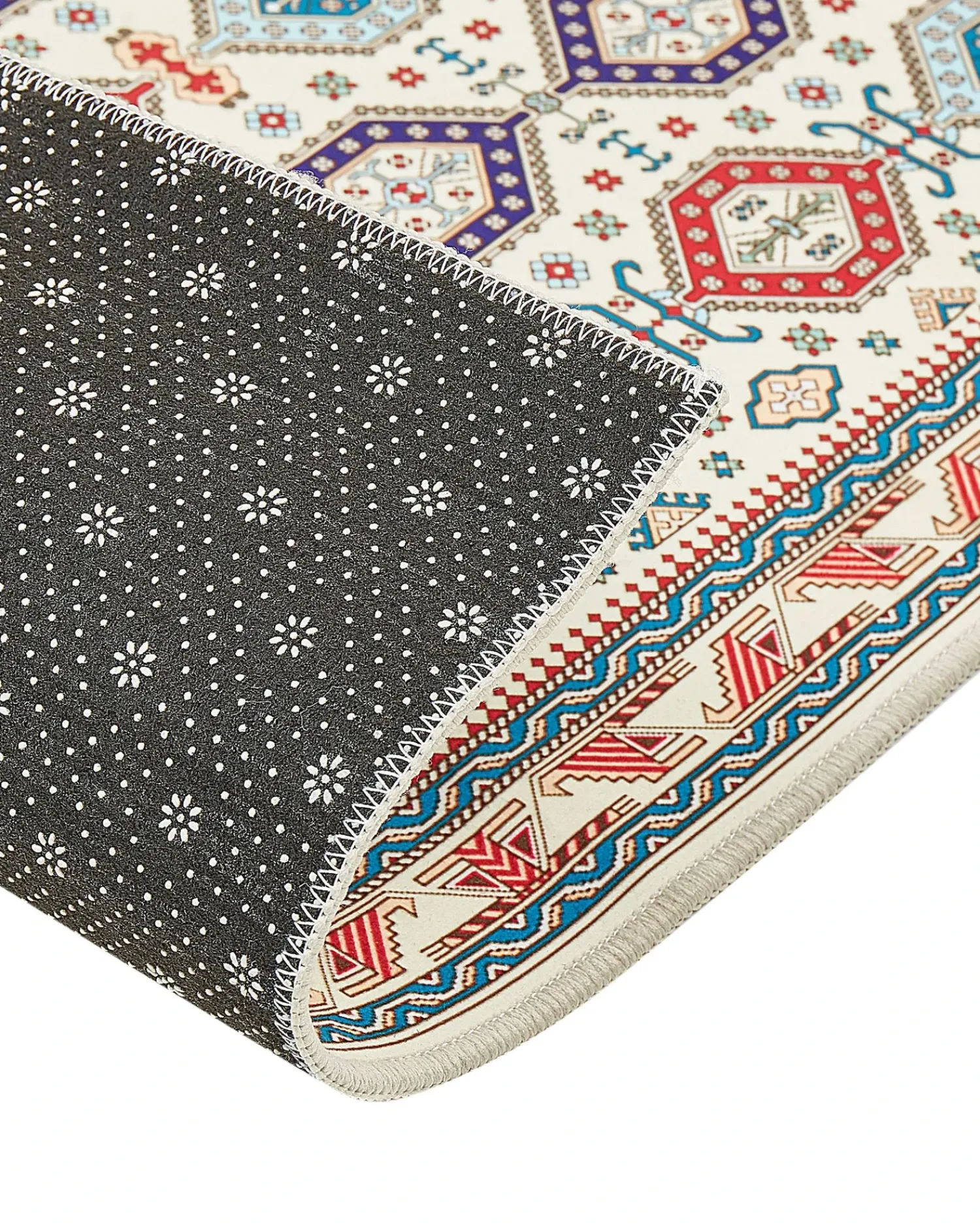 Beliani Tappeto HACILAR Multicolore Beige Blu Rosso Multicolore